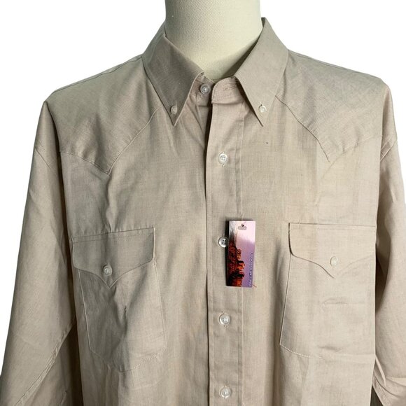 Panhandle Slim Button Down Western Shirt XL Beige Camel Long Sleeve One Point - Picture 2 of 6